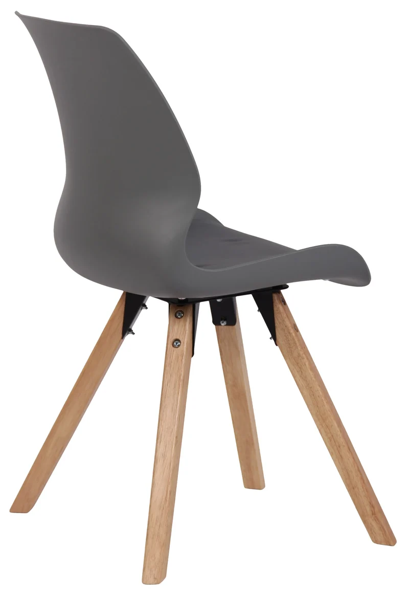 Lot de 2 chaises de salle à manger en plastique gris style scandinave pieds bois CDS101142