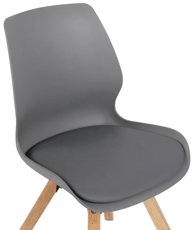 Lot de 2 chaises de salle à manger en plastique gris style scandinave pieds bois CDS101142