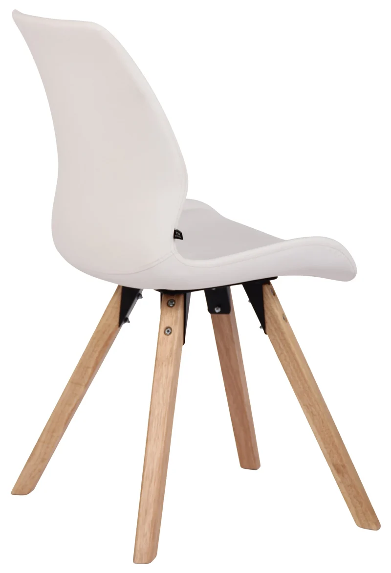 Lot de 2 chaises de salle à manger en synthétique blanc style scandinave pieds bois CDS101136