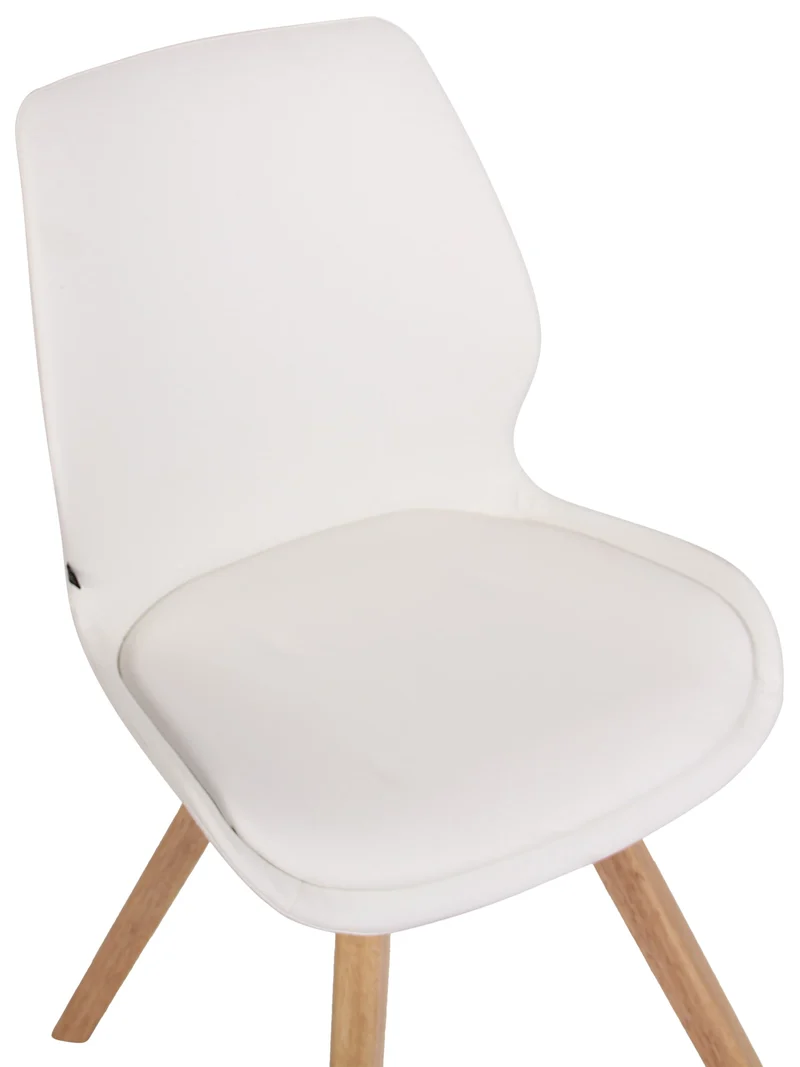 Lot de 2 chaises de salle à manger en synthétique blanc style scandinave pieds bois CDS101136