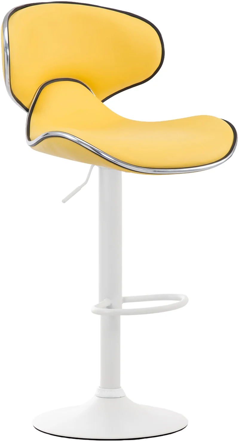 Lot de 2 tabourets de bar design contemporain pieds en métal blanc mat assise en synthétique jaune 10_0000349