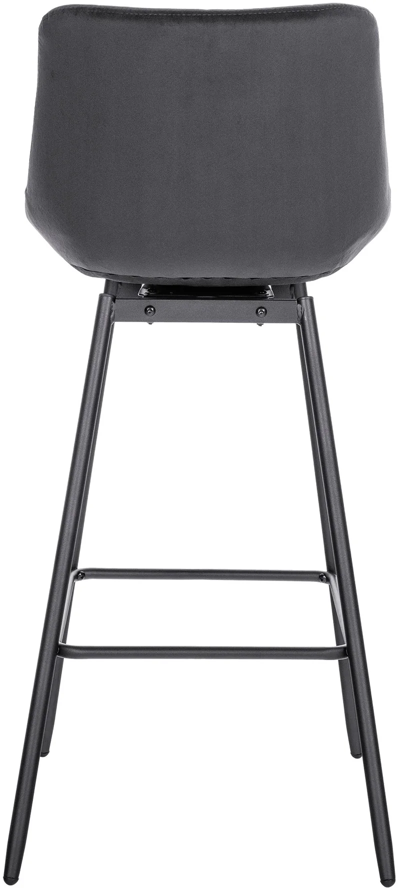 Tabouret de bar pivotant x1 avec repose-pieds revêtement en velours gris foncé piètement à quatre pieds en métal noir 10_0005472