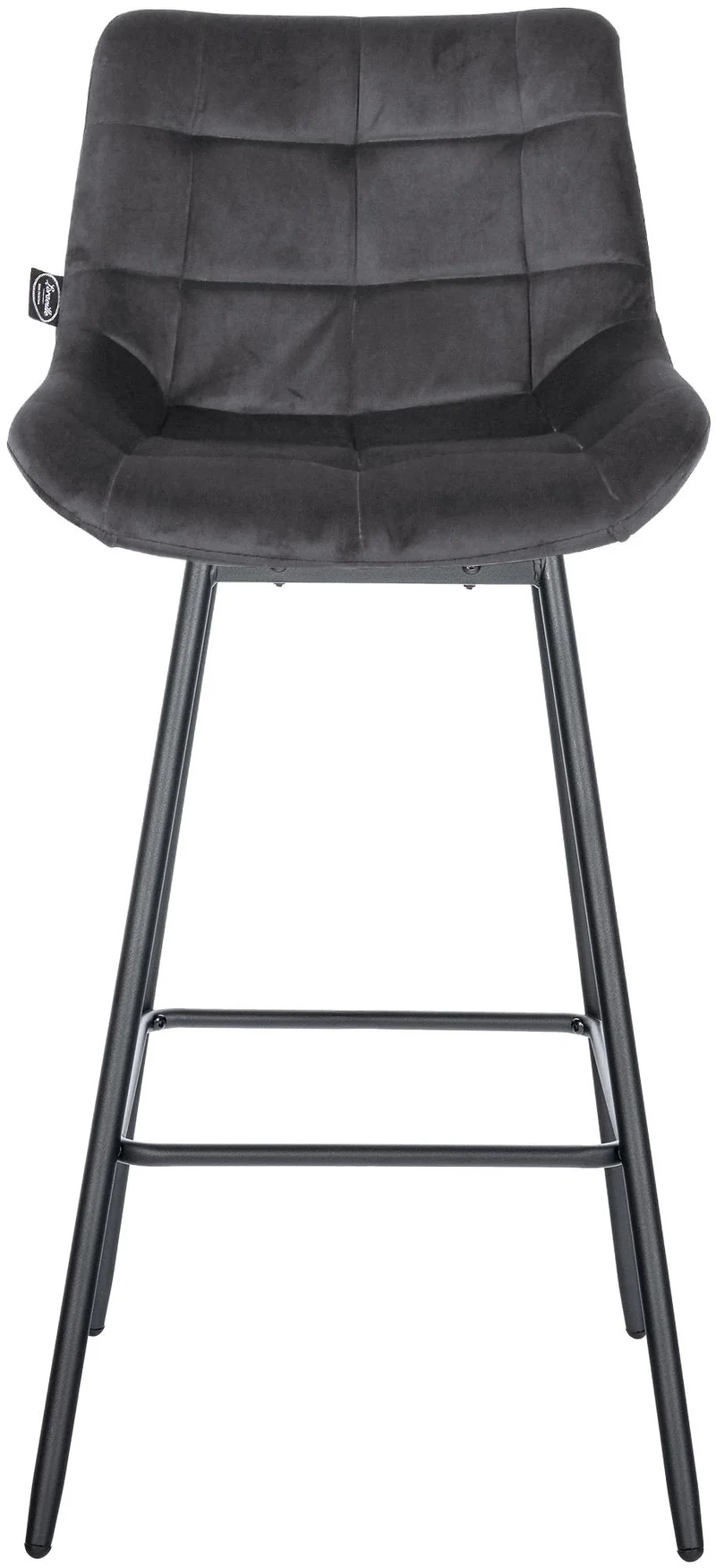 Tabouret de bar pivotant x1 avec repose-pieds revêtement en velours gris foncé piètement à quatre pieds en métal noir 10_0005472