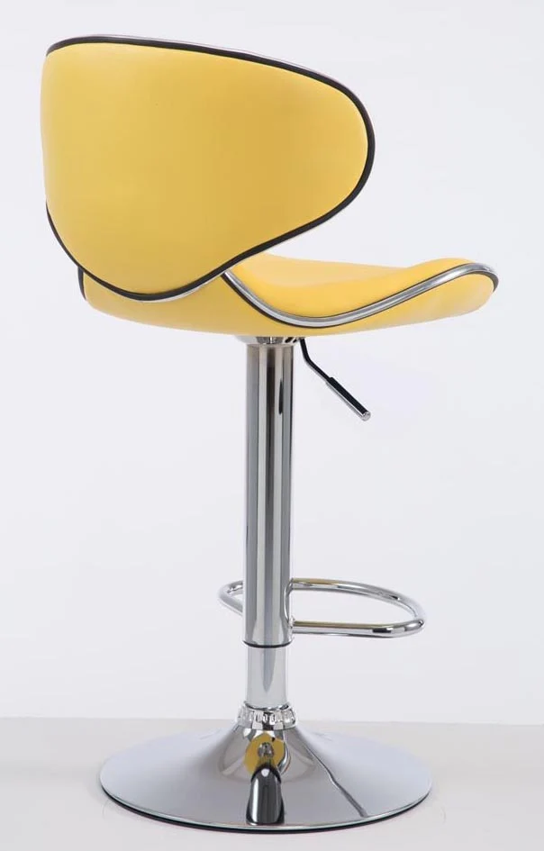 Tabouret de bar chaise de bar x2 hauteur réglable avec repose pieds en synthétique jaune et métal TDB10127