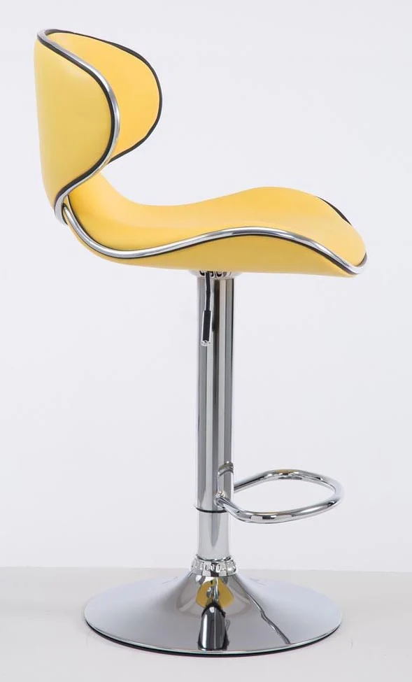 Tabouret de bar chaise de bar x2 hauteur réglable avec repose pieds en synthétique jaune et métal TDB10127