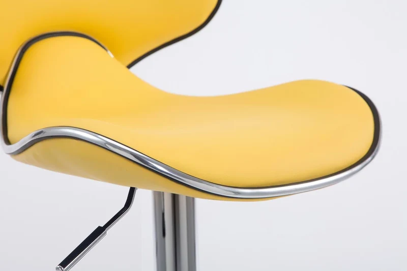 Tabouret de bar chaise de bar x2 hauteur réglable avec repose pieds en synthétique jaune et métal TDB10127