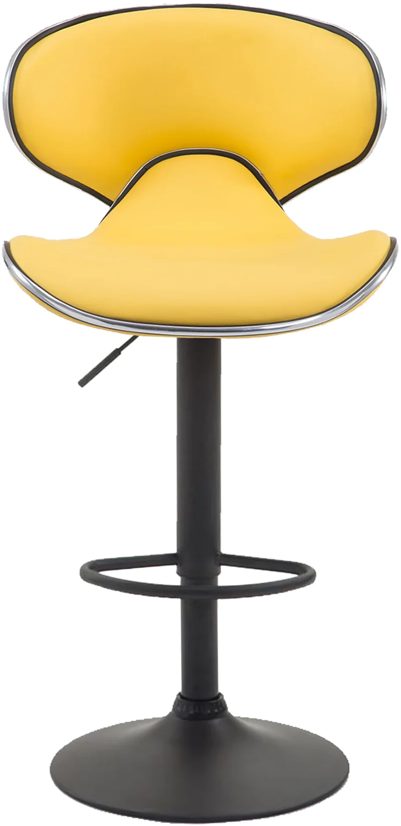 Tabouret de bar x1 sièges modernes aux lignes ondulées en PVC jaune pied trompette métal noir 10_0006435