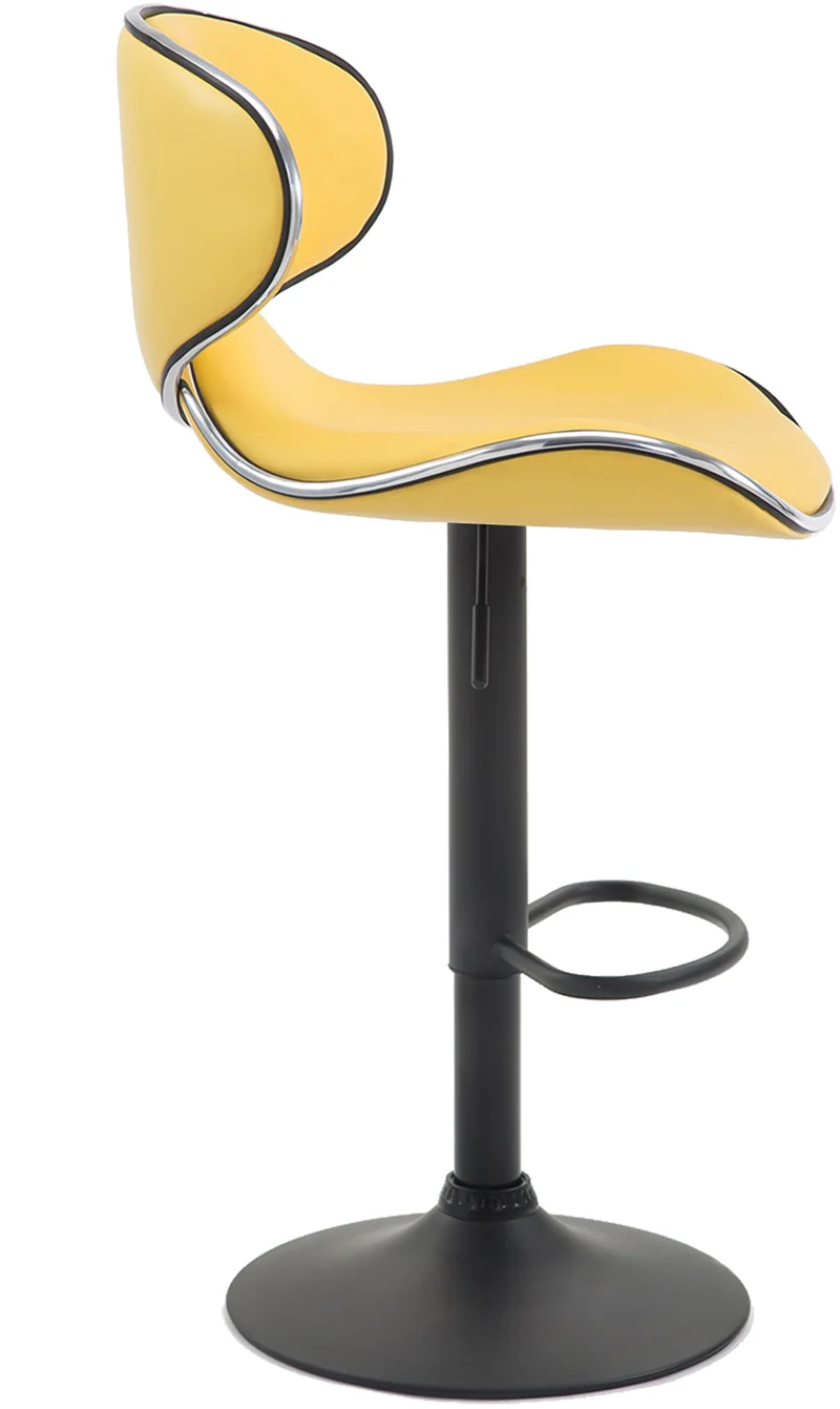 Tabouret de bar x1 sièges modernes aux lignes ondulées en PVC jaune pied trompette métal noir 10_0006435