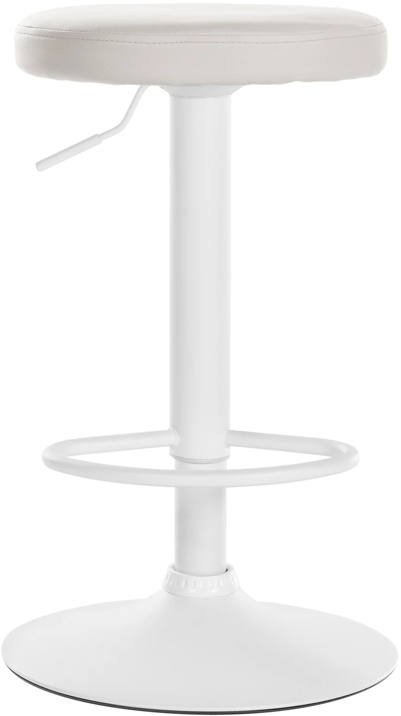 Tabouret de bar x1 design simple hauteur réglable revêtement en PVC blanc pieds en métal blanc 10_0005346