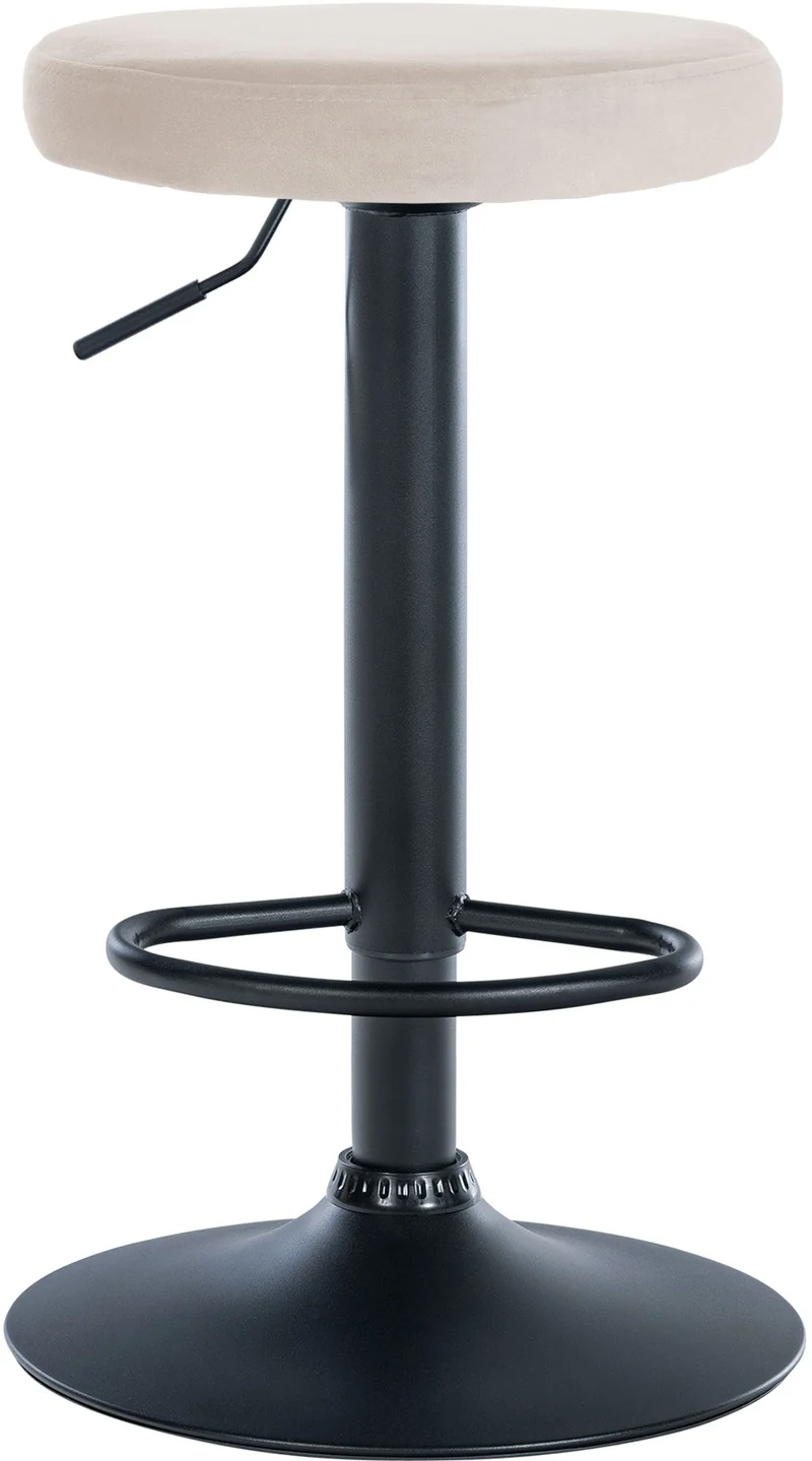 Tabouret de bar x1 design simple hauteur réglable revêtement en velours crème pieds en métal noir 10_0005351