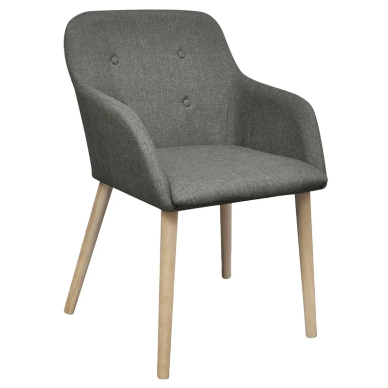 Lot de 2 chaises de salle à manger cuisine gris clair tissu et chêne massif CDS020502