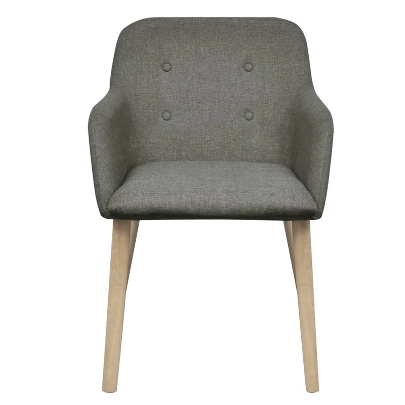 Lot de 2 chaises de salle à manger cuisine gris clair tissu et chêne massif CDS020502