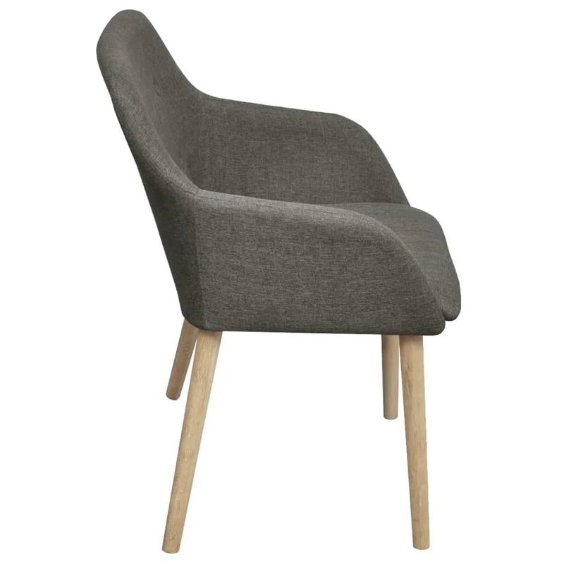 Lot de 2 chaises de salle à manger cuisine gris clair tissu et chêne massif CDS020502