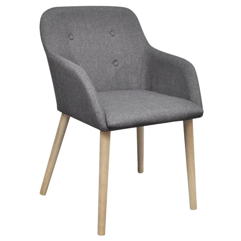 Lot de 4 chaises de salle à manger cuisine gris clair tissu et chêne massif CDS021528