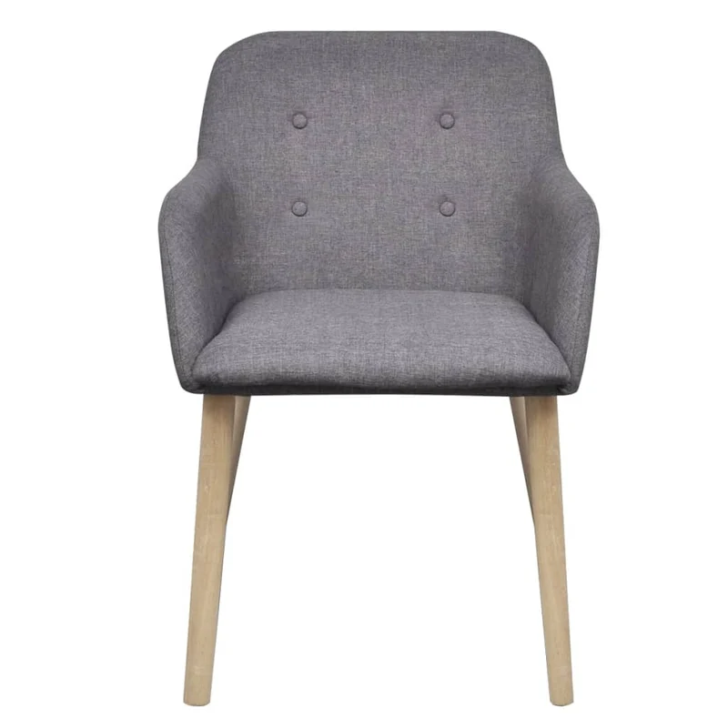 Lot de 4 chaises de salle à manger cuisine gris clair tissu et chêne massif CDS021528