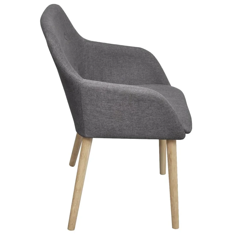 Lot de 4 chaises de salle à manger cuisine gris clair tissu et chêne massif CDS021528