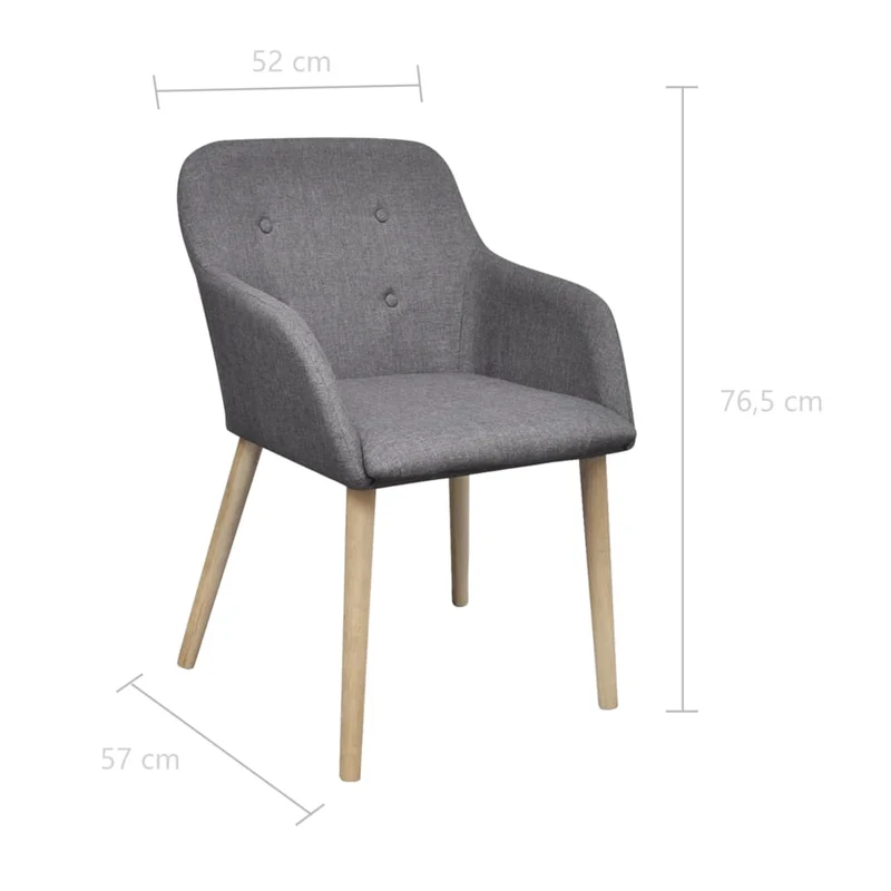 Lot de 4 chaises de salle à manger cuisine gris clair tissu et chêne massif CDS021528