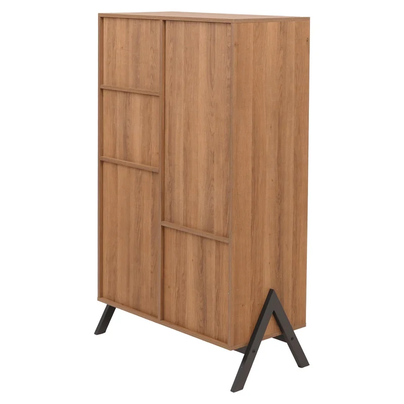 Armoire haute buffet avec portes et compartiments de rangement 138x79x40 cm MDF et métal finition mélaminée 04_0009200
