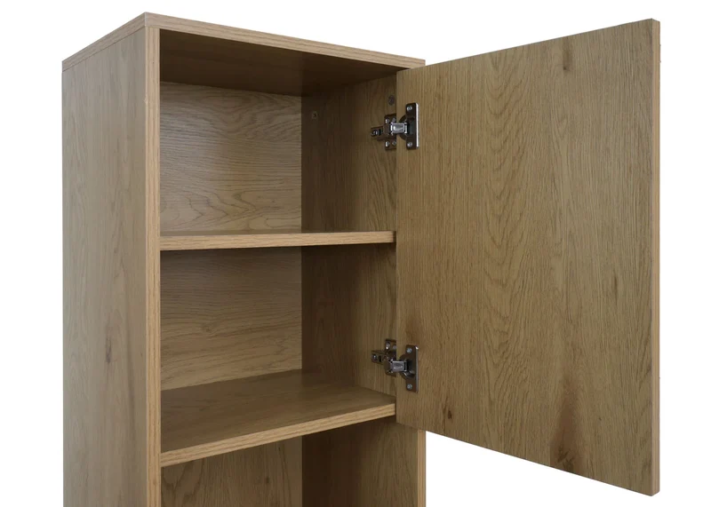 Armoire haute meuble de salle de bain avec étagères compartiments et panier à linge basculant 174x39x30 cm MDF finition mélaminée 04_0009218