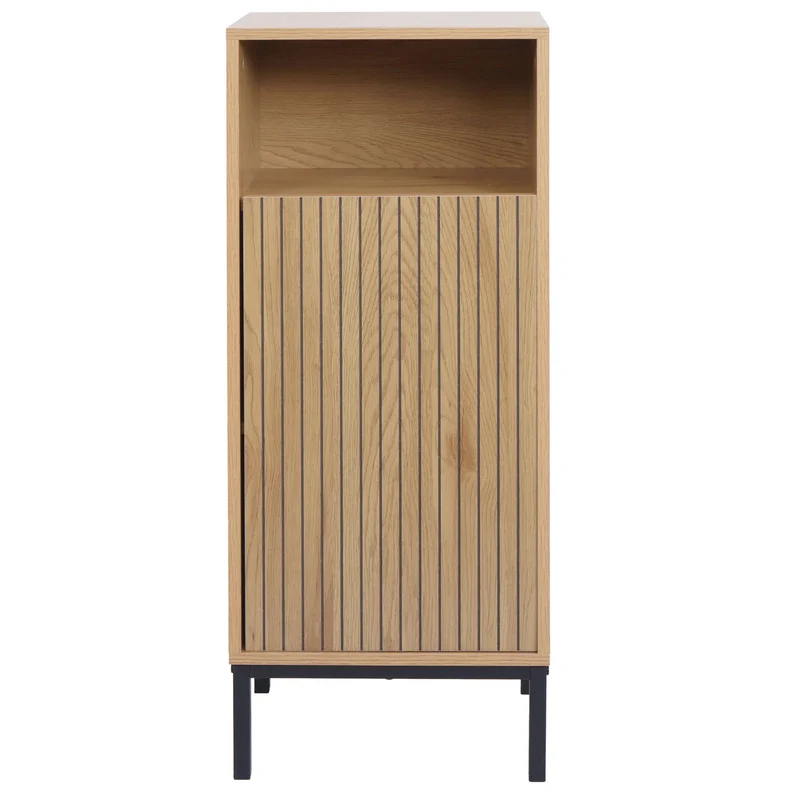 Commode de salle de bain effet bois naturel 98x39x30cm avec 1 porte et 3 compartiments 04_0009223