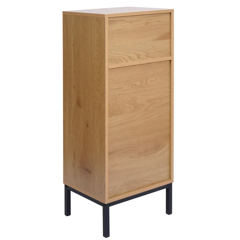 Commode de salle de bain effet bois naturel 98x39x30cm avec 1 porte et 3 compartiments 04_0009223