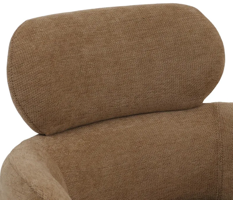 Chaise de salle à manger design contemporain pivotante avec fonction Auto-Return en tissu chenille marron clair 04_0009369