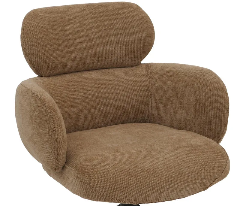 Chaise de salle à manger design contemporain pivotante avec fonction Auto-Return en tissu chenille marron clair 04_0009369