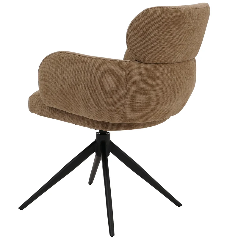 Chaise de salle à manger design contemporain pivotante avec fonction Auto-Return en tissu chenille marron clair 04_0009369