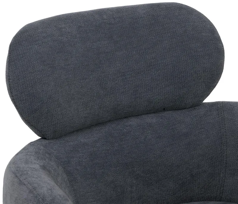 Chaise de salle à manger design contemporain pivotante avec fonction Auto-Return en tissu chenille bleu-gris 04_0009365