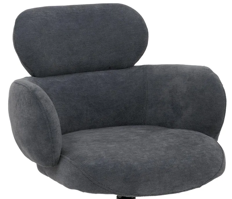 Chaise de salle à manger design contemporain pivotante avec fonction Auto-Return en tissu chenille bleu-gris 04_0009365