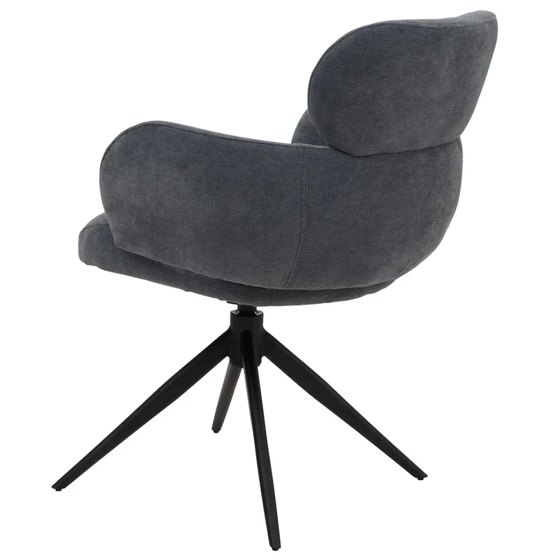 Chaise de salle à manger design contemporain pivotante avec fonction Auto-Return en tissu chenille bleu-gris 04_0009365