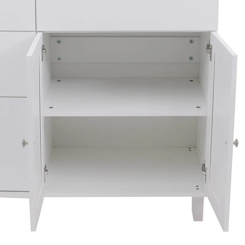 Îlot de cuisine avec 2 tabourets meuble de rangement avec 4 tiroirs et 2 portes 90x131x47 cm blanc et aspect marbre noir 04_0008788