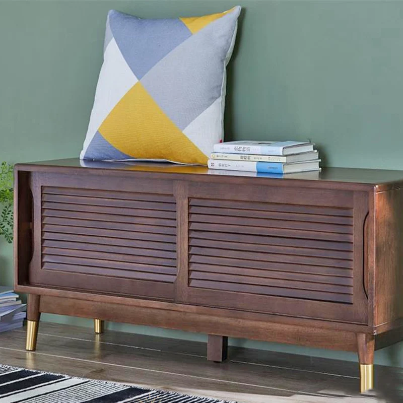Traditional Vintage Rectangle Rubberwood Shoe Storage 2-Tier For Entryways