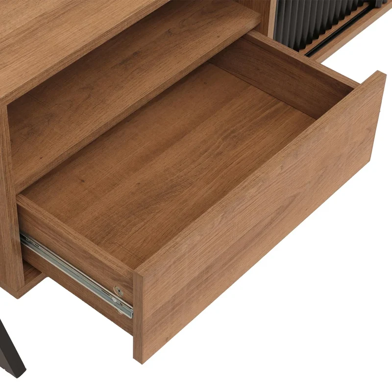 Meuble TV moderne avec rangement 49 x 120 x 40 cm en MDF chêne naturel 04_0009227