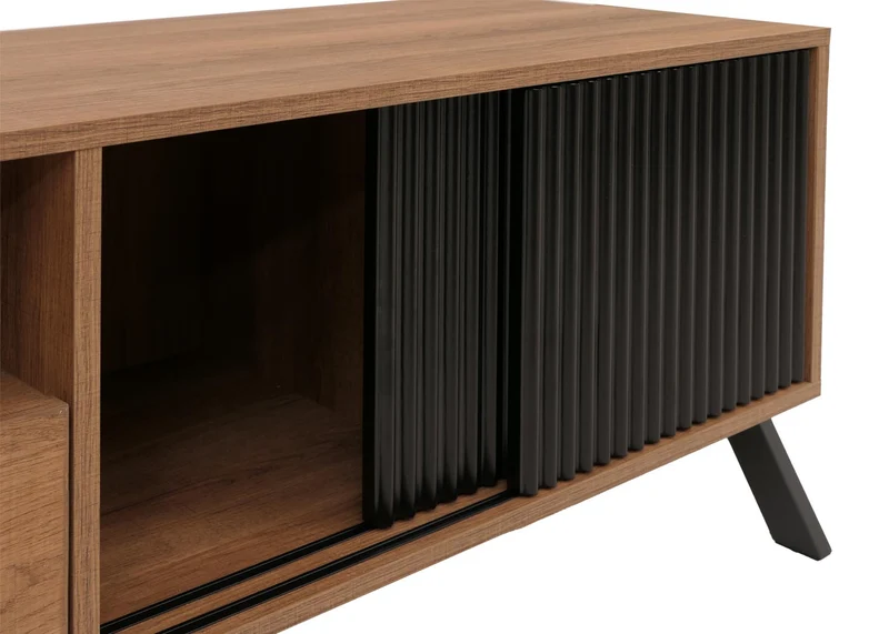 Meuble TV moderne avec rangement 49 x 120 x 40 cm en MDF chêne naturel 04_0009227