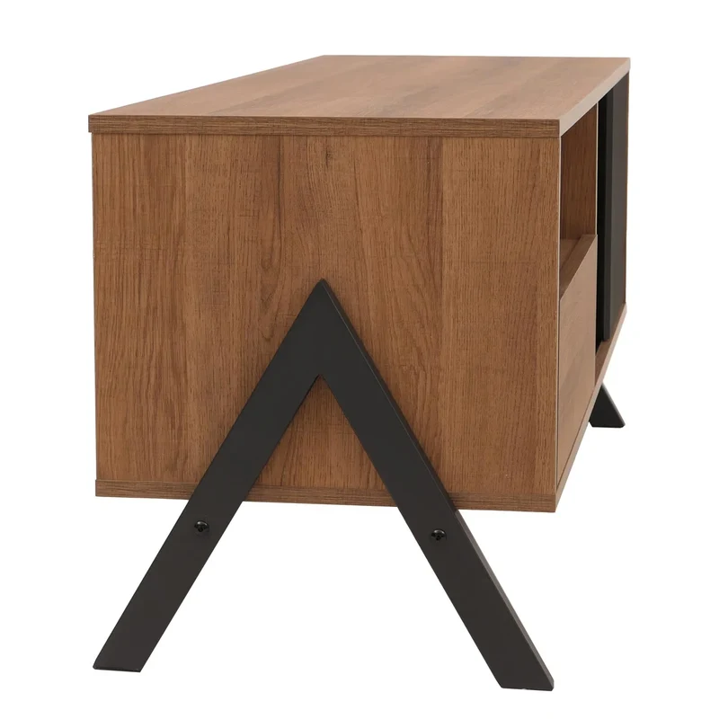 Meuble TV moderne avec rangement 49 x 120 x 40 cm en MDF chêne naturel 04_0009227