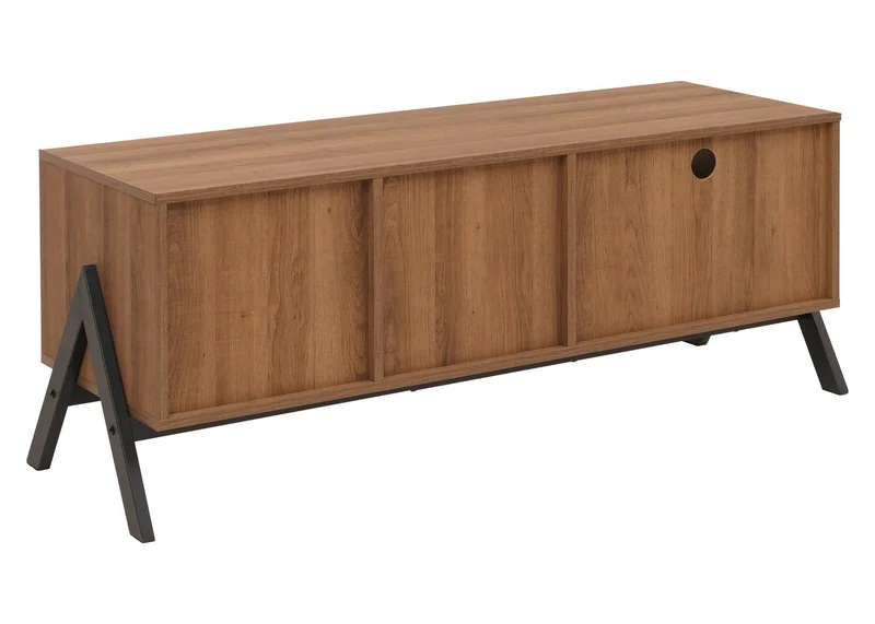 Meuble TV moderne avec rangement 49 x 120 x 40 cm en MDF chêne naturel 04_0009227