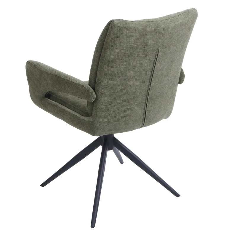 Chaise de salle à manger pivotante moderne accoudoirs enveloppants 90 x 60 x 60 cm confort d'assise ergonomique en tissu chenille vert 04_0009332