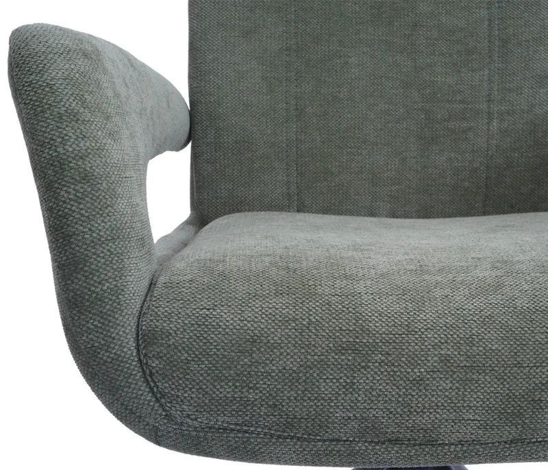 Chaise de salle à manger pivotante moderne accoudoirs enveloppants 90 x 60 x 60 cm confort d'assise ergonomique en tissu chenille vert 04_0009332