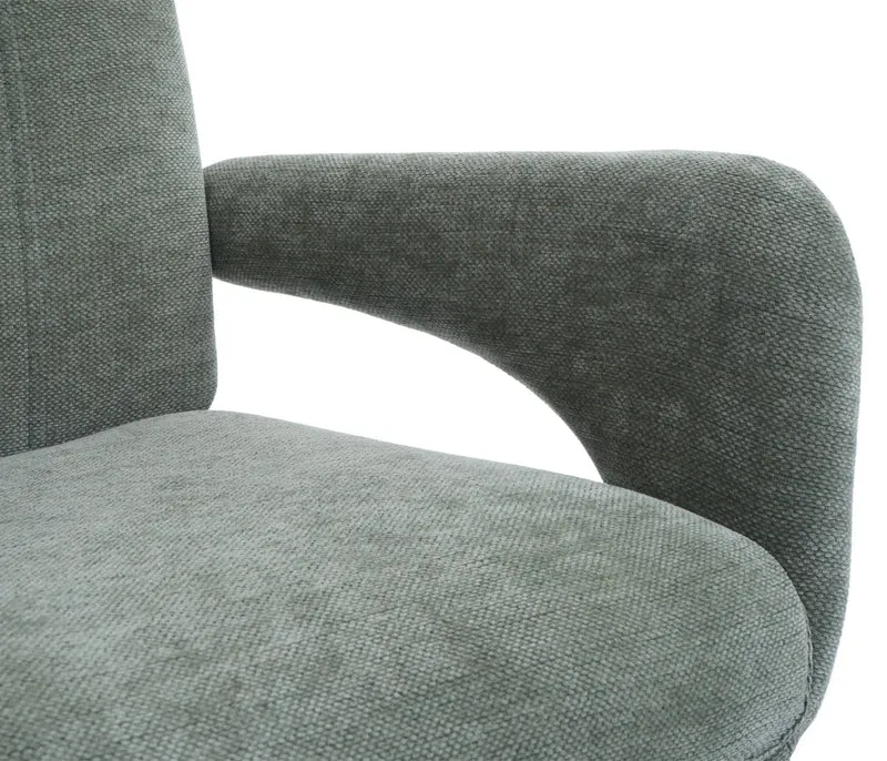 Chaise de salle à manger pivotante moderne accoudoirs enveloppants 90 x 60 x 60 cm confort d'assise ergonomique en tissu chenille vert 04_0009332