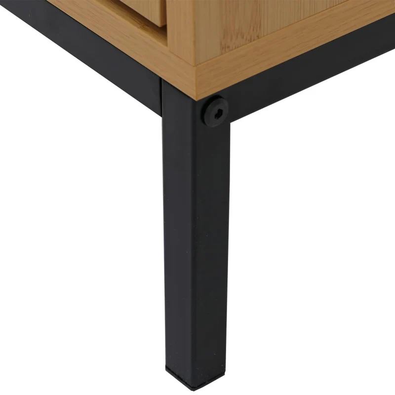 Meuble à chaussures 3 abattants en finition bambou armoire à chaussures 125x60x25 cm avec pieds métal 04_0008843