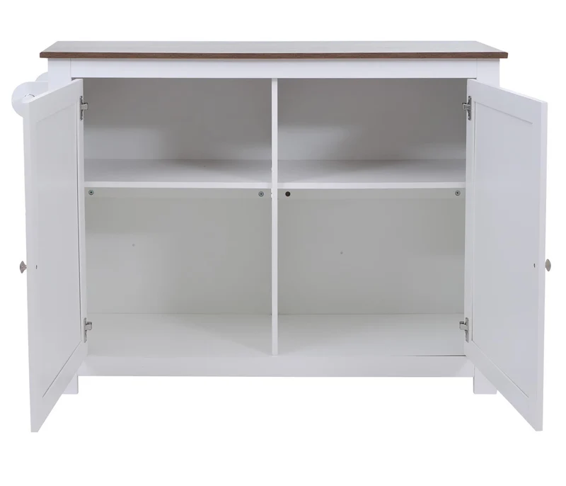 Îlot de cuisine avec 2 tabourets placard de rangement et tiroir 90x120x45 cm blanc et bois foncé 04_0008782