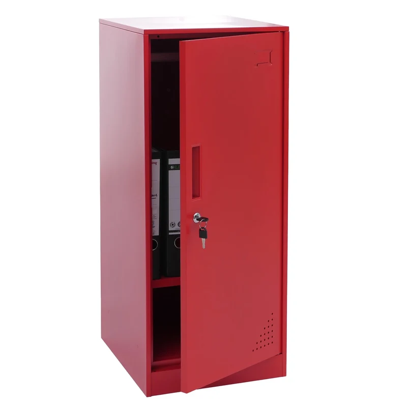 Armoire vestiaire métallique avec tringle et étagère amovible 90x38x45 cm acier rouge 04_0008958