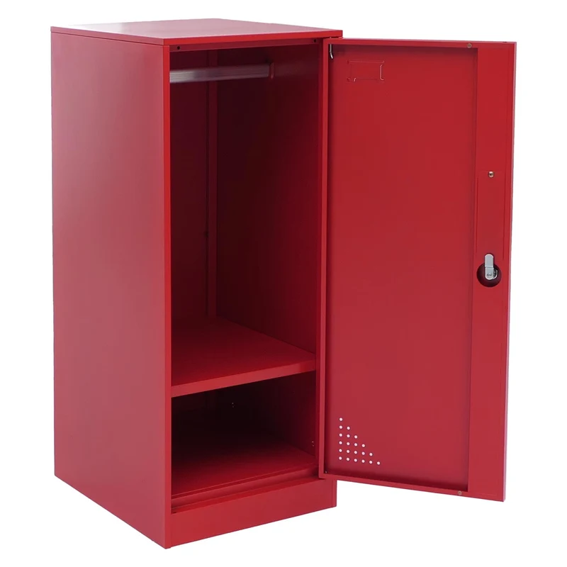 Armoire vestiaire métallique avec tringle et étagère amovible 90x38x45 cm acier rouge 04_0008958