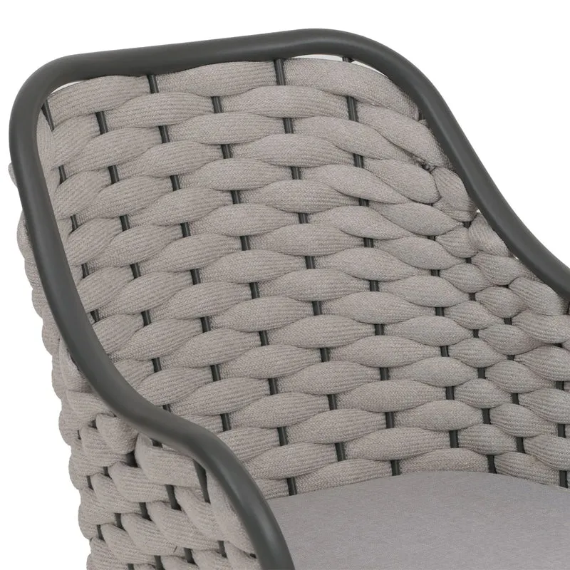 Lot de 2 chaises de jardin avec tressage épais et coussins gris clair style moderne en aluminium gris 04_0009591