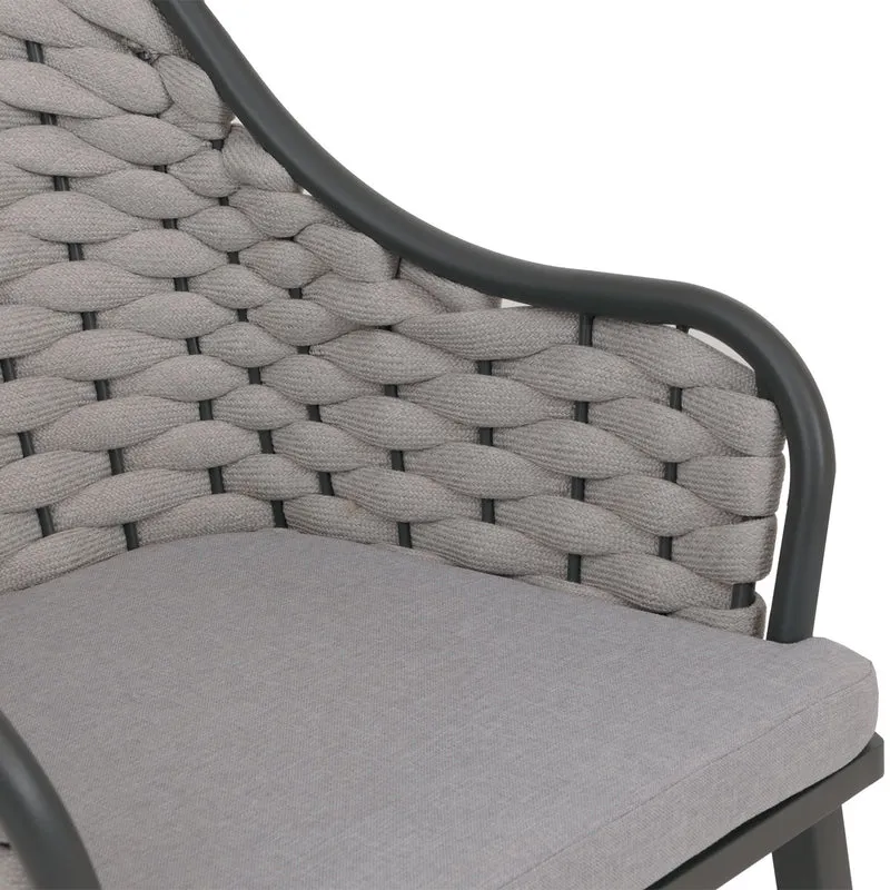 Lot de 2 chaises de jardin avec tressage épais et coussins gris clair style moderne en aluminium gris 04_0009591