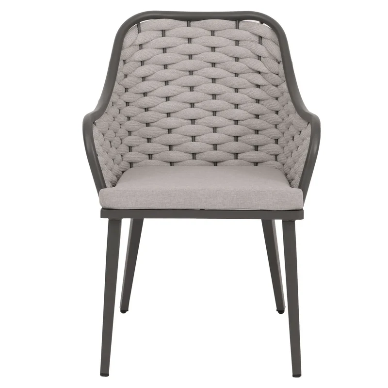 Lot de 2 chaises de jardin avec tressage épais et coussins gris clair style moderne en aluminium gris 04_0009591
