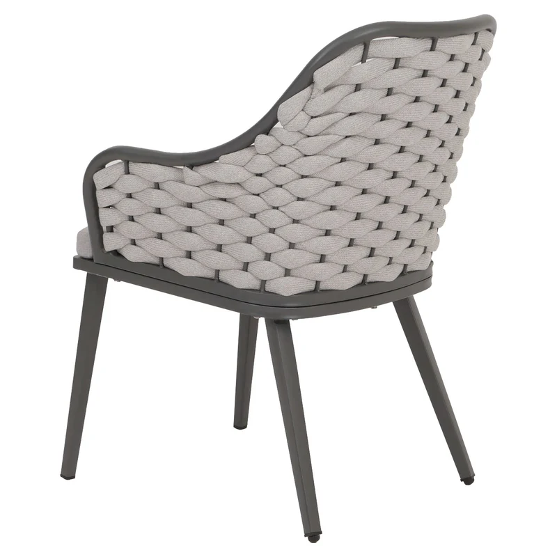 Lot de 2 chaises de jardin avec tressage épais et coussins gris clair style moderne en aluminium gris 04_0009591