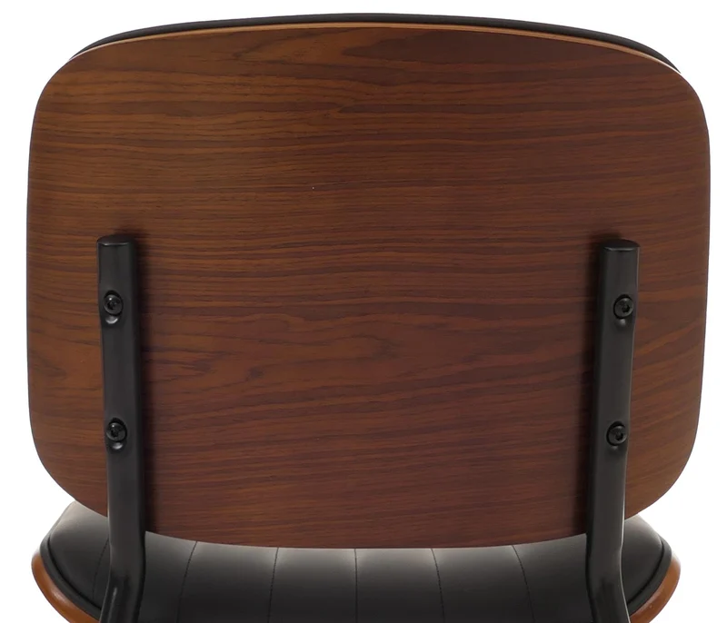 Lot de 2 chaises de salle à manger en bois courbé finition noyer et simili cuir noir avec surpiqûres verticales décoratives design moderne et élégant 04_0009480