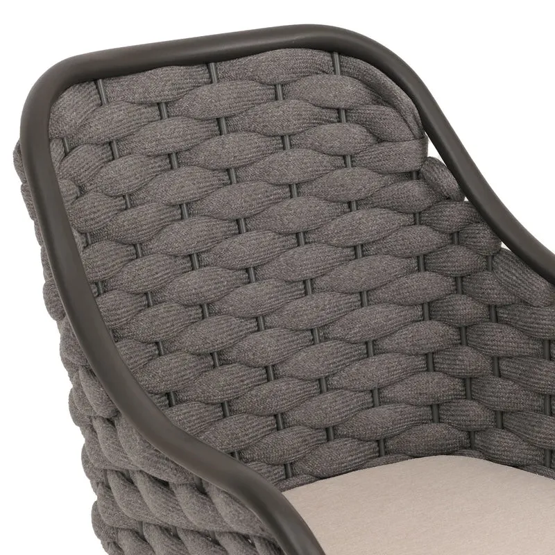 Lot de 2 chaises de jardin avec tressage épais et coussins taupe style moderne en aluminium anthracite 04_0009593